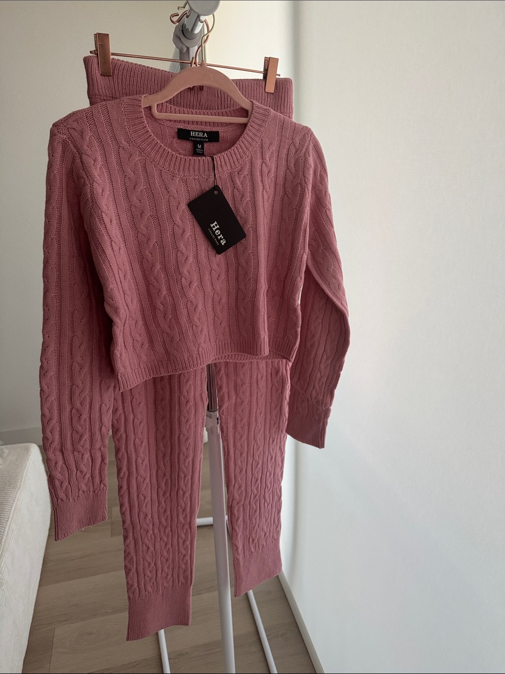 Hera Cable Knit Sweater & Pants Set - Dusty Rose